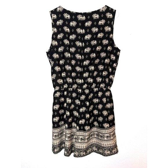 Speed Control New York Black Sleeveless Elephant Print Romper W/ Pockets Size - Picture 2 of 10